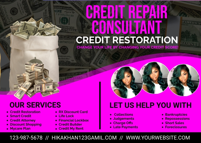 credit repair consultation flyer | absolute Postcard template